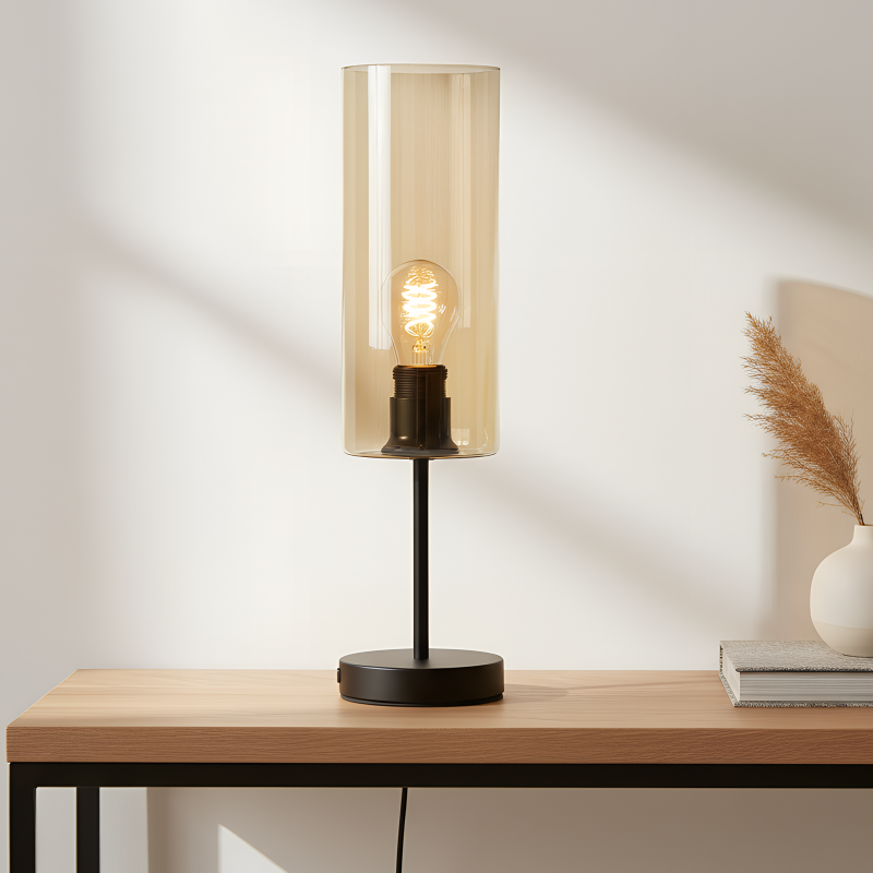 Lampe de table ambre moderne, Gaya, avec interrupteur