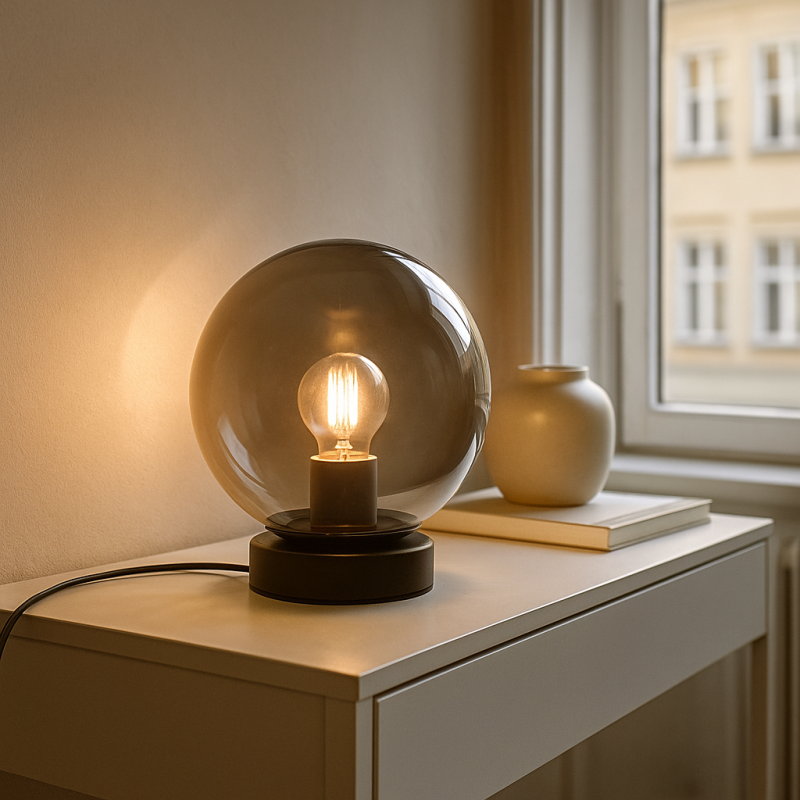 Lampe de table grise moderne, Dolf, avec interrupteur