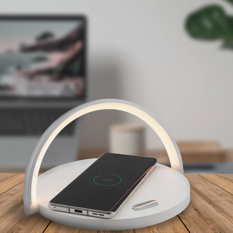 Lampe de table blanche en plastique, Erhan, 2W, 3000K LED, avec interrupteur Lampe de table blanche en plastique, Erhan, 2W, 3000K LED, avec interrupteur