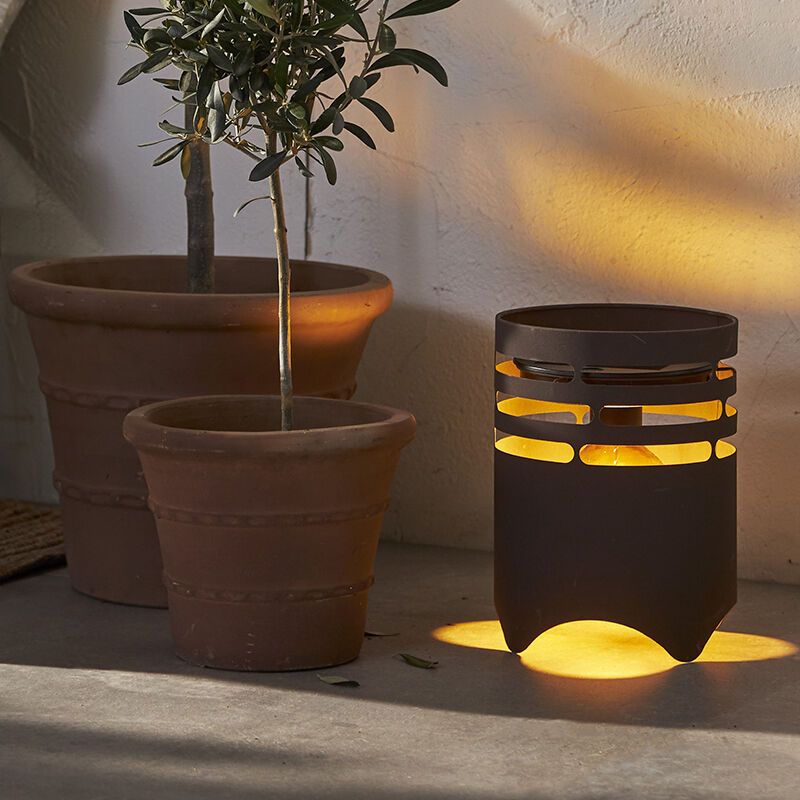 Lampe de table extérieur marronne en plastique, Aidan, 0,3W, 3000K LED, IP44