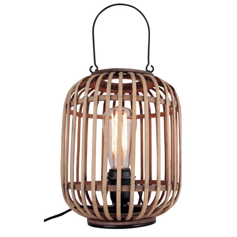 Lampe de table marronne industrielle, Asja, avec interrupteur