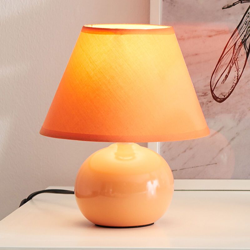 Lampe de table en céramique orange, Pilar, avec interrupteur