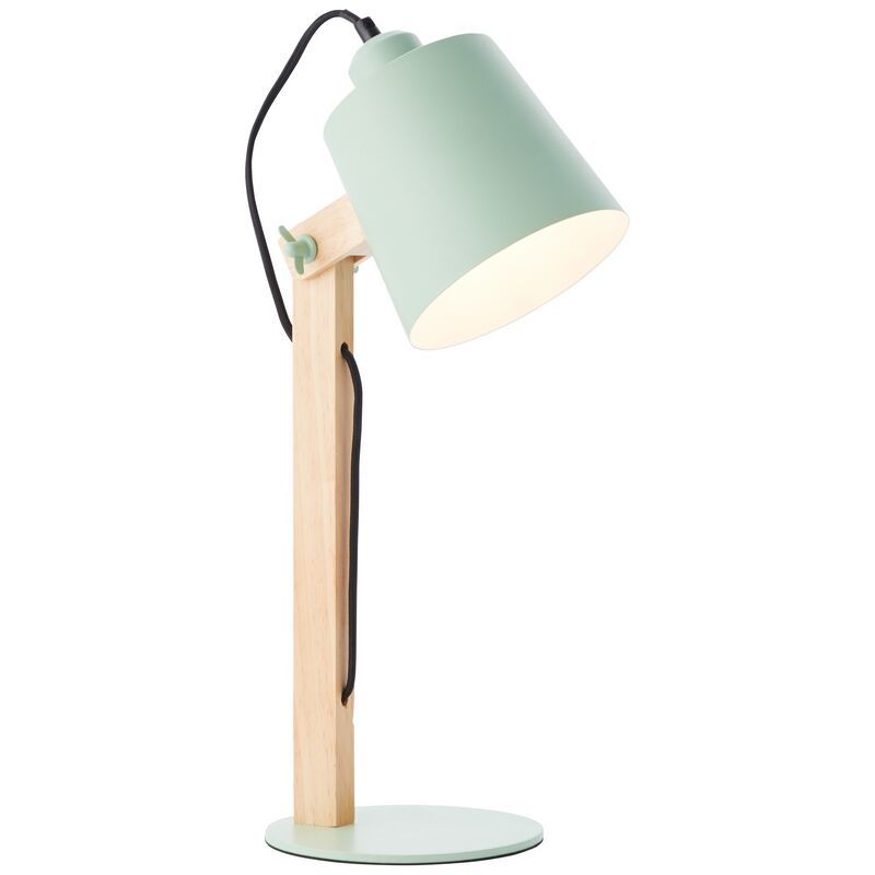 Lampe de table en bois verte, Dorina, avec interrupteur Lampe de table en bois verte, Dorina, avec interrupteur