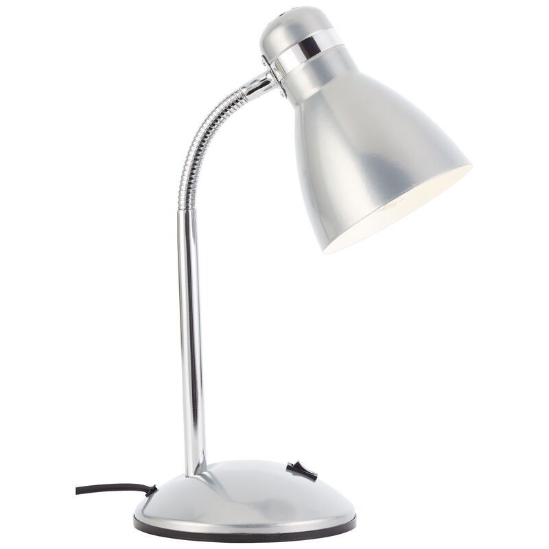 Lampe de bureau argentée en plastique, Santana, avec interrupteur Lampe de bureau argentée en plastique, Santana, avec interrupteur