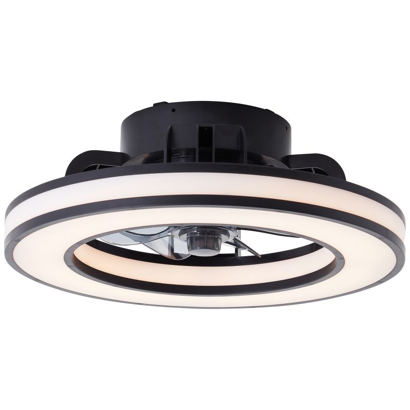 Ventilateur de plafond noir moderne, Yari, 26W, RGBW LED, avec télécommande