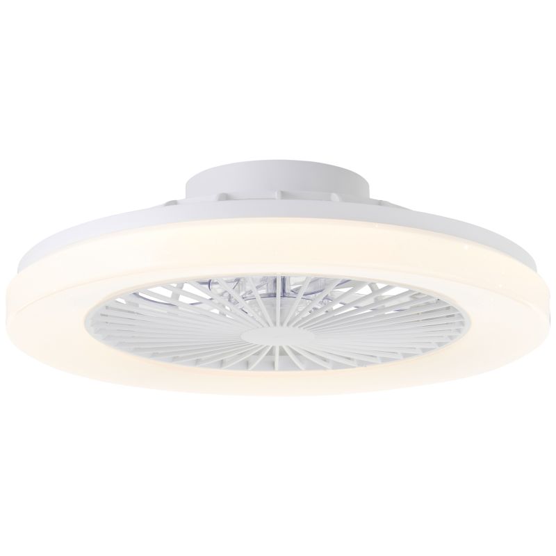 Ventilateur de plafond blanc moderne, Soren, 40W, blanc chaud à froid réglable LED, avec télécommande