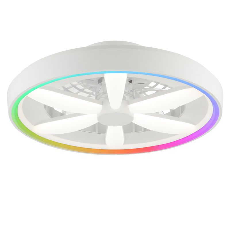 Ventilateur de plafond blanc en plastique, Roos, 48W, RGBW LED, avec télécommande