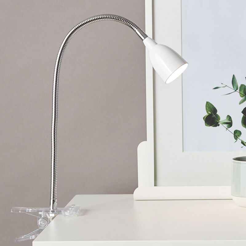 Spot à pince blanc en plastique, Kit, 2,4W, 3000K LED, avec interrupteur Spot à pince blanc en plastique, Kit, 2,4W, 3000K LED, avec interrupteur