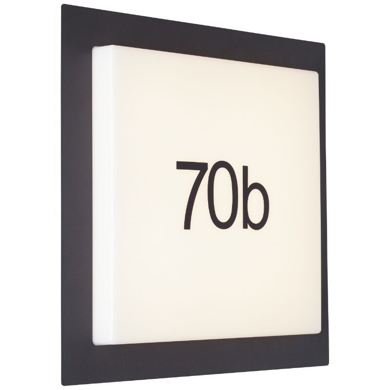 Numéro de maison lumineux noir en aluminium, Nurcan, 15W, 3000K LED, IP44 Numéro de maison lumineux noir en aluminium, Nurcan, 15W, 3000K LED, IP44