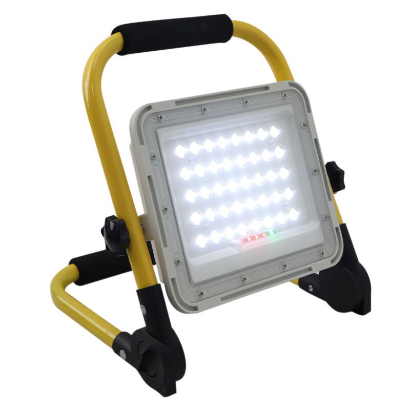 Lampe de chantier rechargeable jaune en aluminium, Hilmi, 60W, 6500K LED, IP44, avec interrupteur Lampe de chantier rechargeable jaune en aluminium, Hilmi, 60W, 6500K LED, IP44, avec interrupteur