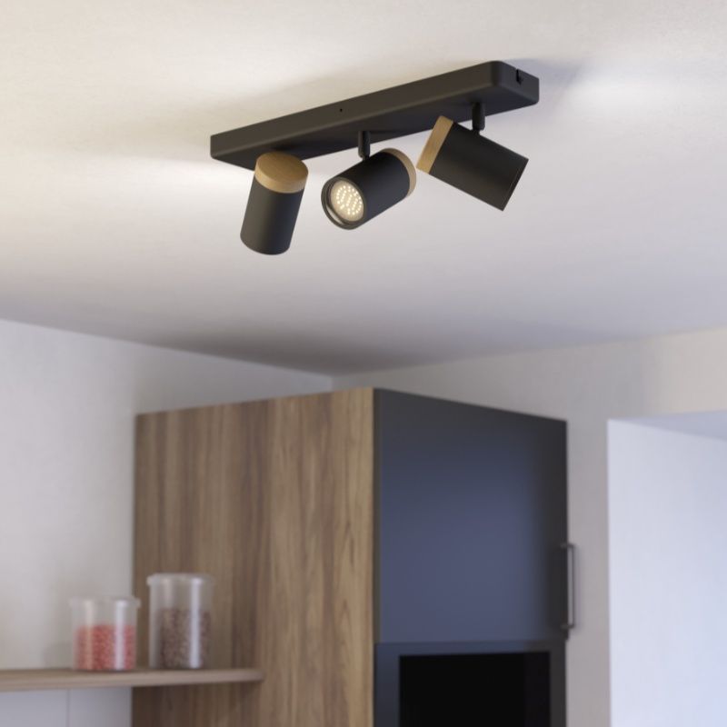 Spot mural noir en acier, Consuma, IP44