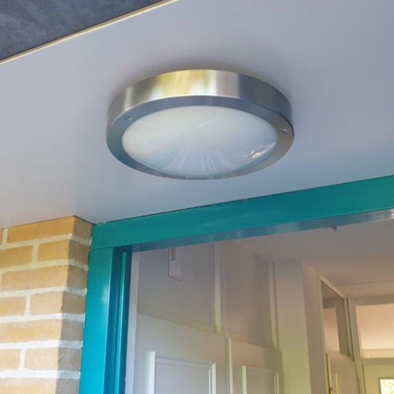 Applique extérieur avec capteur crépusculaire argentée en verre, Bob, IP44 Applique extérieur avec capteur crépusculaire argentée en verre, Bob, IP44