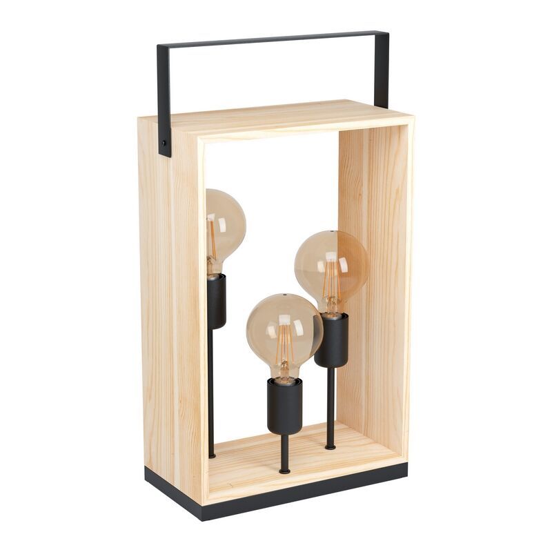 Lampe de table en bois noire, Olaf, avec interrupteur