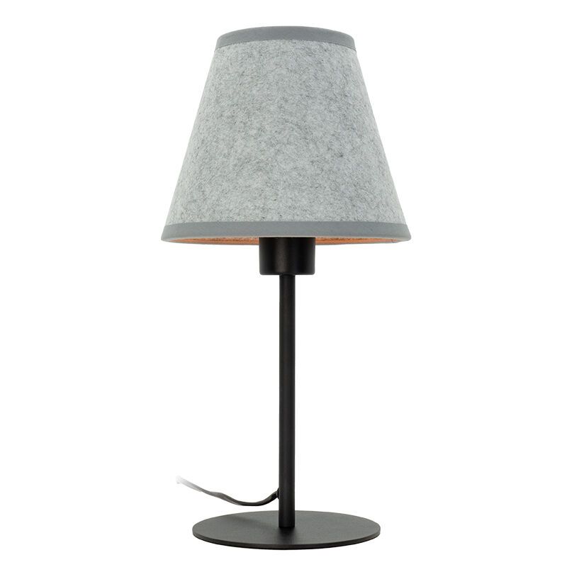 Lampe de table grise en tissu, Allan, avec interrupteur Lampe de table grise en tissu, Allan, avec interrupteur