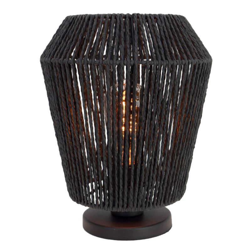 Lampe de table en papier noire, Caine, avec interrupteur