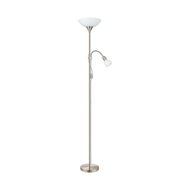 Lampadaire liseuse nickel en plastique, Burgo, avec interrupteur