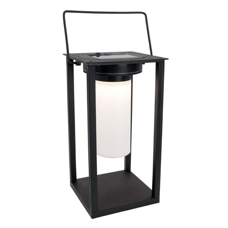 Lampe de table solaire extérieur noire en plastique, Hillebrand, 3,3W, 4000K LED, IP54, avec interrupteur