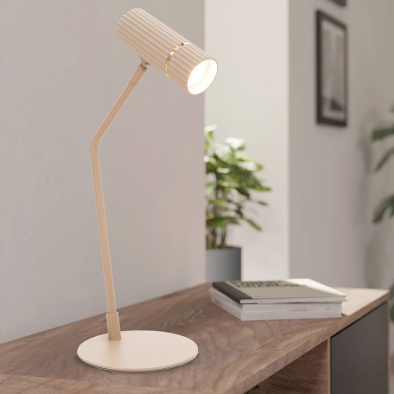 Lampe de bureau beige en acier, Vahid, avec interrupteur