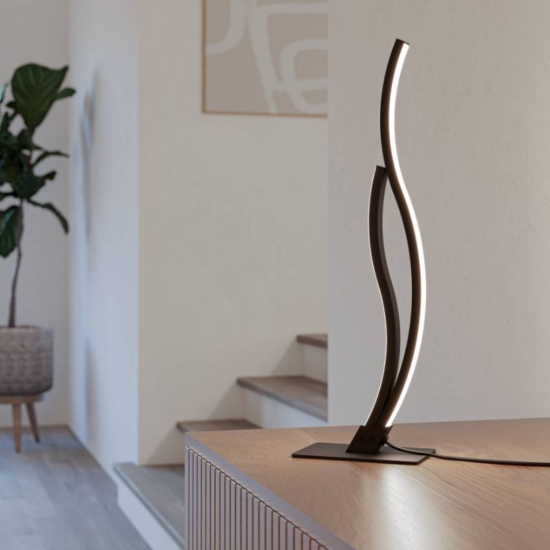 Lampe de table noire en acier, Tevin, 12W, 4000K LED, avec interrupteur