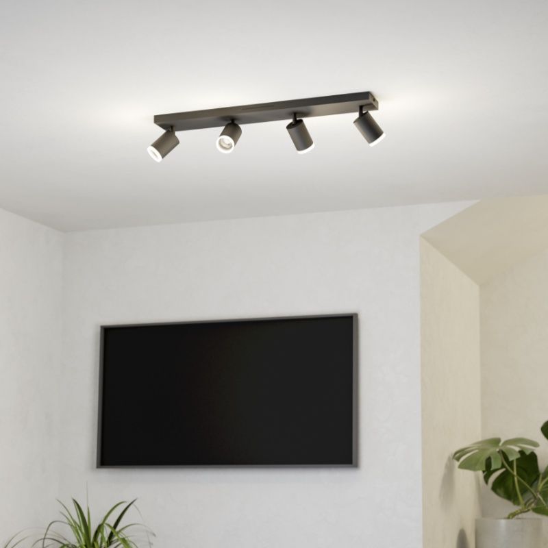 Plafonnier connecté noir en aluminium, Mayke, 3,7W, RGBW LED