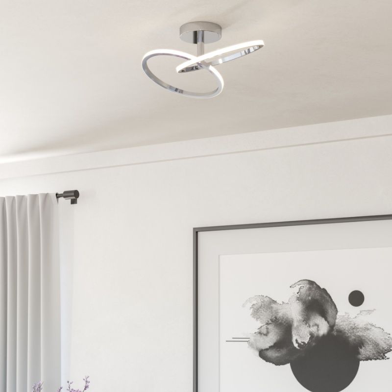 Plafonnier chromé en acier, Minh, 12W, white switch LED