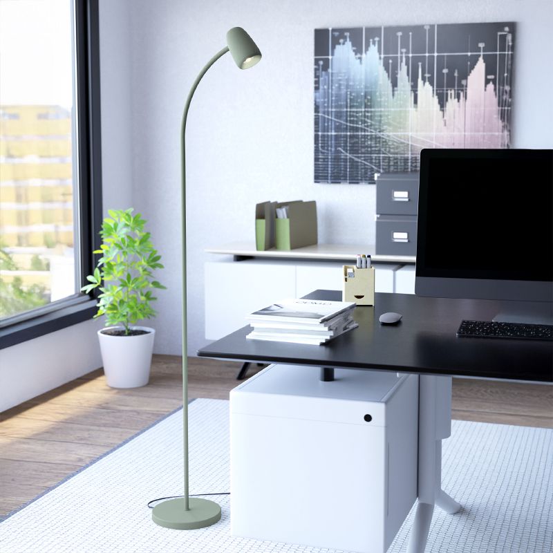 Lampadaire vert en acier, Sahila, avec interrupteur Lampadaire vert en acier, Sahila, avec interrupteur