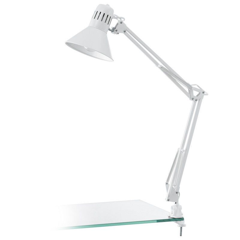 Lampe à pince blanche en plastique, Jordin, avec interrupteur Lampe à pince blanche en plastique, Jordin, avec interrupteur