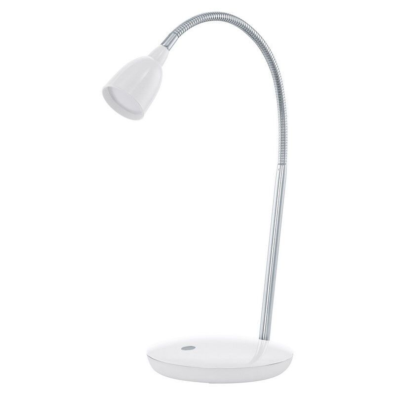 Lampe de bureau blanche en plastique, Matteo, 3W, 3000K LED, avec interrupteur