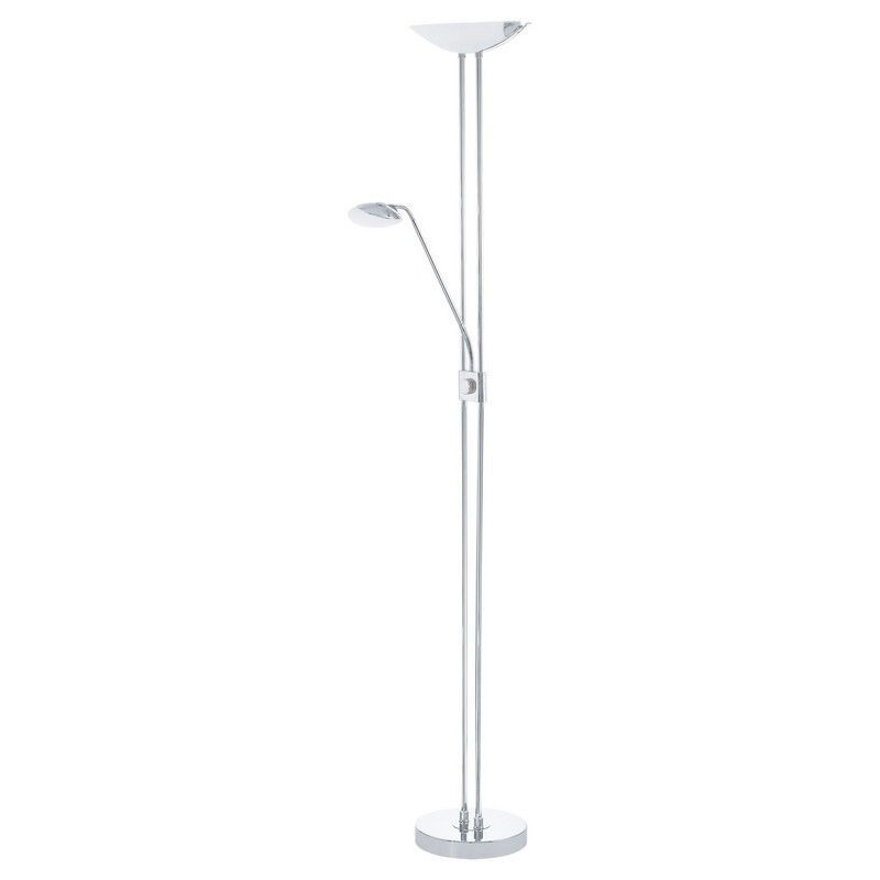 Lampadaire liseuse chromé en verre, Brava, 20W, 3000K LED, avec interrupteur Lampadaire liseuse chromé en verre, Brava, 20W, 3000K LED, avec interrupteur