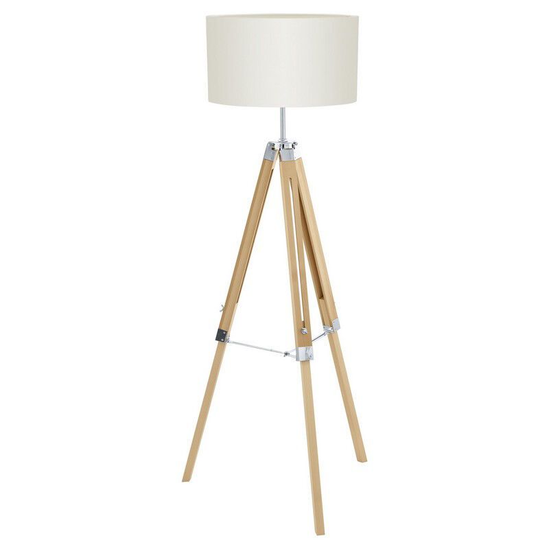 Lampadaire trépied blanc en bois, Joana, avec interrupteur Lampadaire trépied blanc en bois, Joana, avec interrupteur