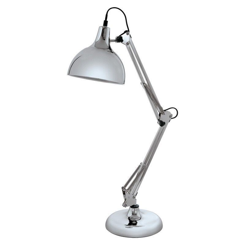 Lampe de bureau chromée en métal, Josha, avec interrupteur