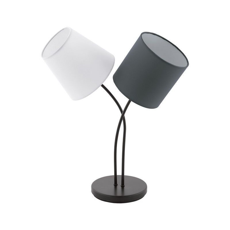 Lampe de table blanche en tissu, Anina, avec interrupteur