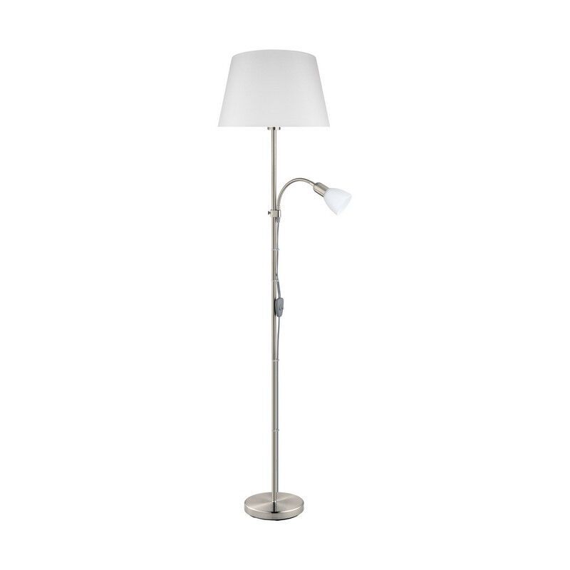 Lampadaire liseuse nickel en tissu, Arris, avec interrupteur Lampadaire liseuse nickel en tissu, Arris, avec interrupteur