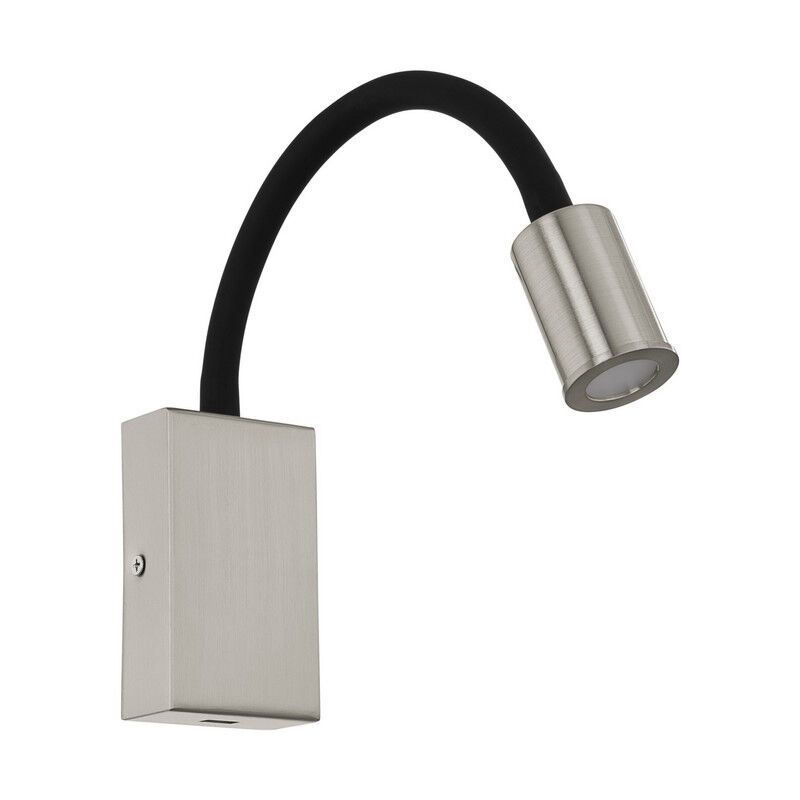 Applique murale nickel en plastique, Cafer, 4W, 3000K LED, avec interrupteur