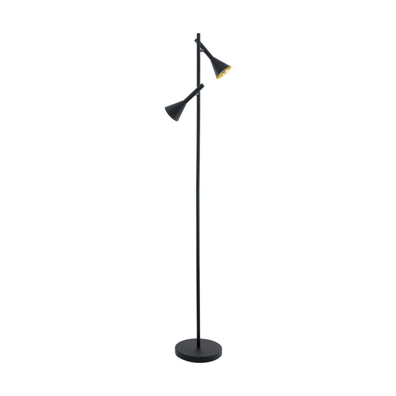 Lampadaire doré en acier, Marielle, avec interrupteur
