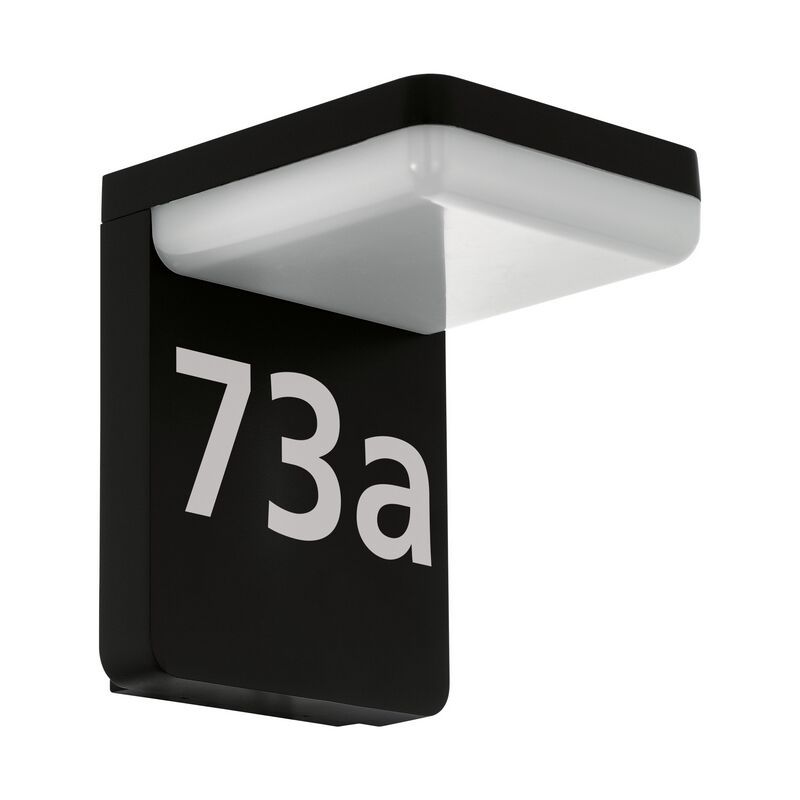 Numéro de maison lumineux noir en aluminium, Gerline, 10W, 3000K LED, IP44