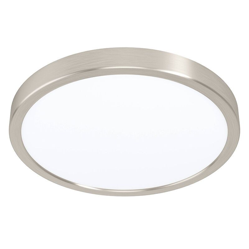 Plafonnier connecté nickel en plastique, Geraldo, 19,5W, blanc chaud à froid réglable LED, IP44 Plafonnier connecté nickel en plastique, Geraldo, 19,5W, blanc chaud à froid réglable LED, IP44