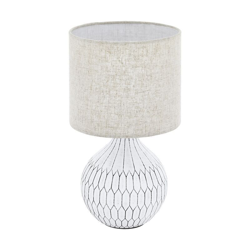 Lampe de table en céramique blanche, Angele, avec interrupteur Lampe de table en céramique blanche, Angele, avec interrupteur