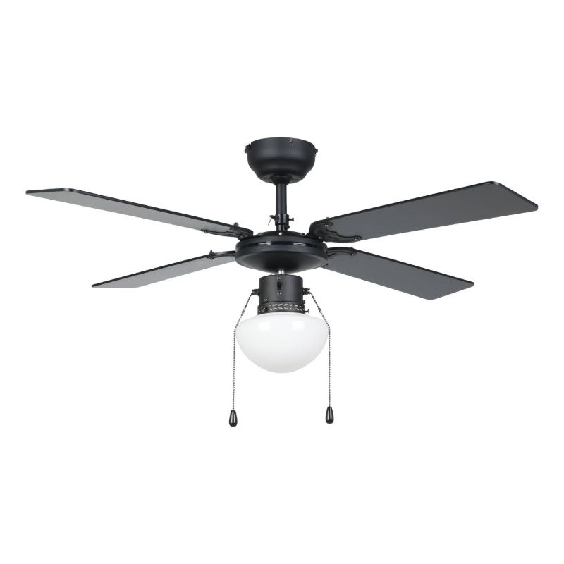 Ventilateur de plafond noir en acier, Otman, avec interrupteur à tirette Ventilateur de plafond noir en acier, Otman, avec interrupteur à tirette