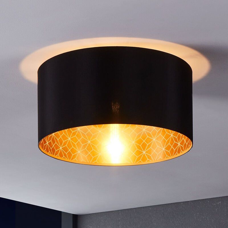 Lampe plafond noire en tissu, Kelsey