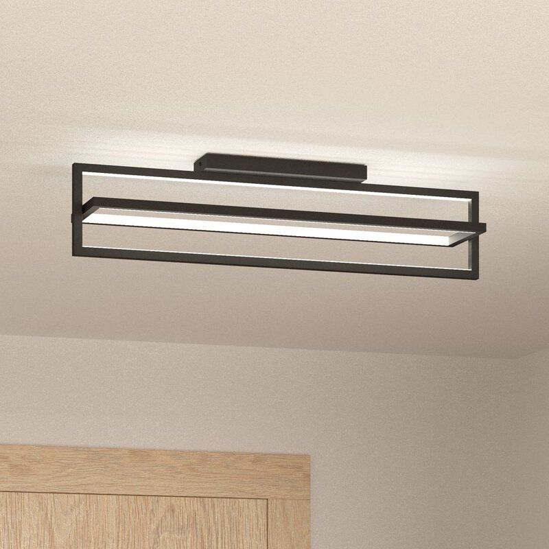Plafonnier noir en aluminium, Lianne, 34W, blanc chaud à froid réglable LED, gradable en 3 étapes