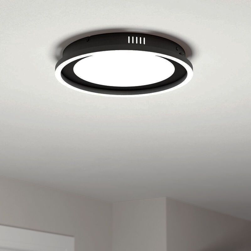 Plafonnier noir en aluminium, Thijn, 11,5W, blanc chaud à froid réglable LED, gradable en 3 étapes Plafonnier noir en aluminium, Thijn, 11,5W, blanc chaud à froid réglable LED, gradable en 3 étapes
