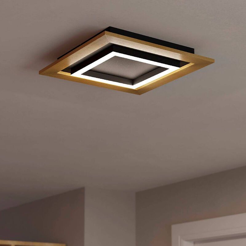 Lampe plafond bois en aluminium, Kyllian, 5,4W, blanc chaud à froid réglable LED, gradable en 3 étapes Lampe plafond bois en aluminium, Kyllian, 5,4W, blanc chaud à froid réglable LED, gradable en 3 étapes