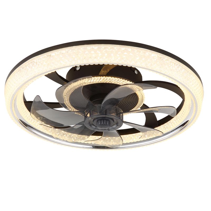 Ventilateur de plafond noir acrylique, Kaleb, 30W, blanc chaud à froid réglable LED, avec télécommande Ventilateur de plafond noir acrylique, Kaleb, 30W, blanc chaud à froid réglable LED, avec télécommande