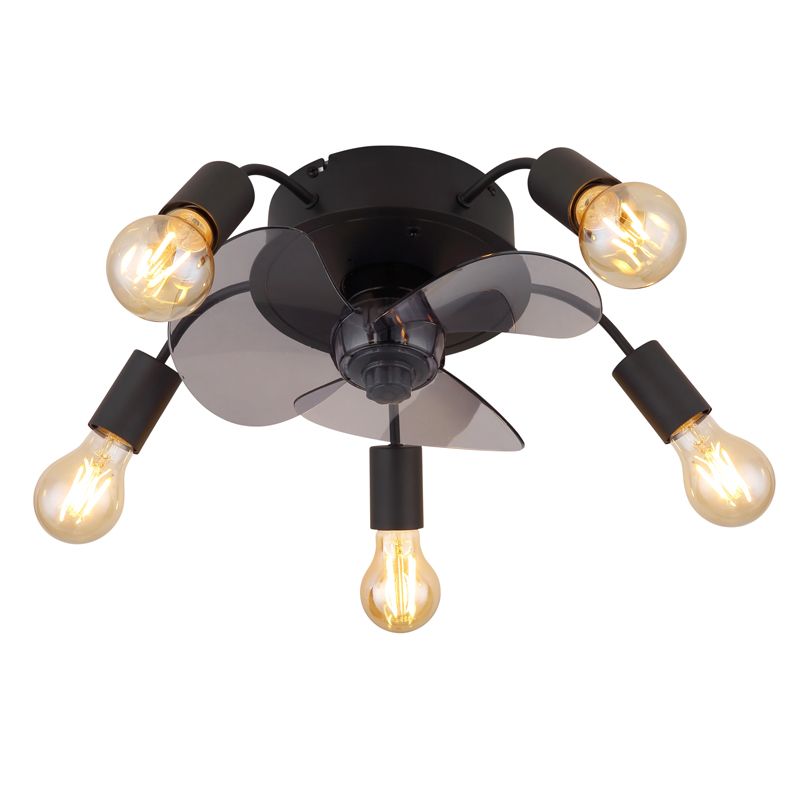 Ventilateur de plafond noir en métal, Kiet, avec télécommande