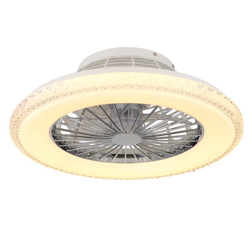 Ventilateur de plafond chromé en plastique, Lammechien, 40W, blanc chaud à froid réglable LED, avec télécommande