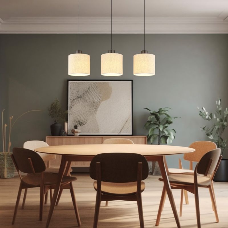 Suspension crème en tissu, Thieu, 24W, 3000K LED Suspension crème en tissu, Thieu, 24W, 3000K LED