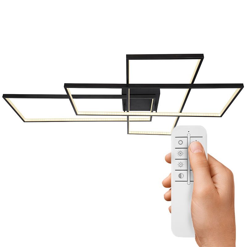 Lampe plafond noire en plastique, Terri, 100W, blanc chaud à froid réglable LED, avec télécommande Lampe plafond noire en plastique, Terri, 100W, blanc chaud à froid réglable LED, avec télécommande