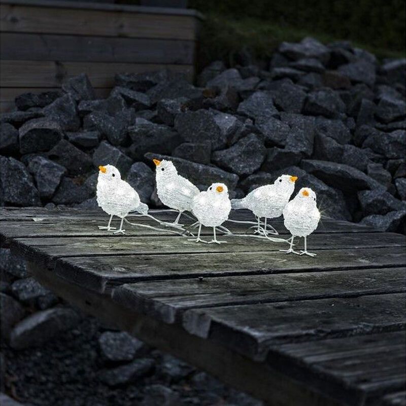 Oiseaux LED, motifs de Noël - Lot de 5 Oiseaux LED, motifs de Noël - Lot de 5