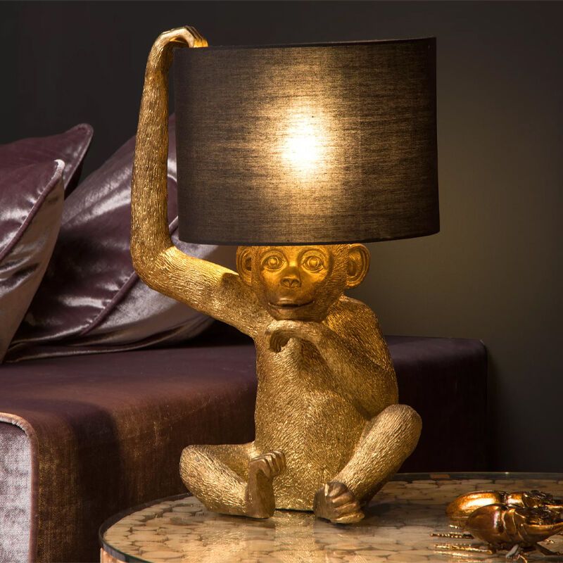 Lampe de table rétro dorée, Extravaganza Chimp, avec interrupteur Lampe de table rétro dorée, Extravaganza Chimp, avec interrupteur